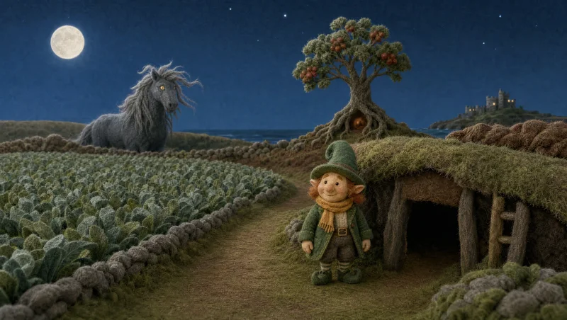Goban’s Moonlit Field — Felt & paper visual concept